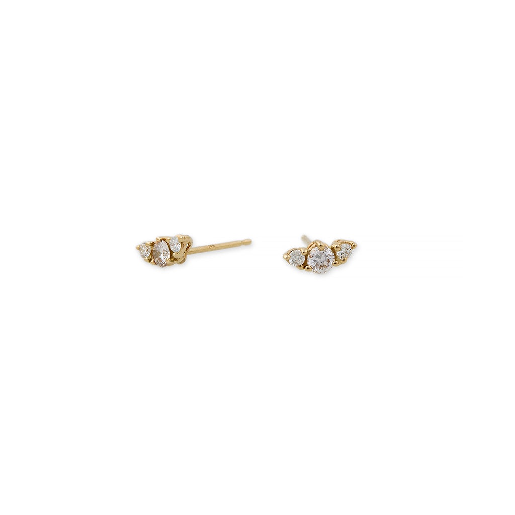 3 Diamond Graduated Curved Stud