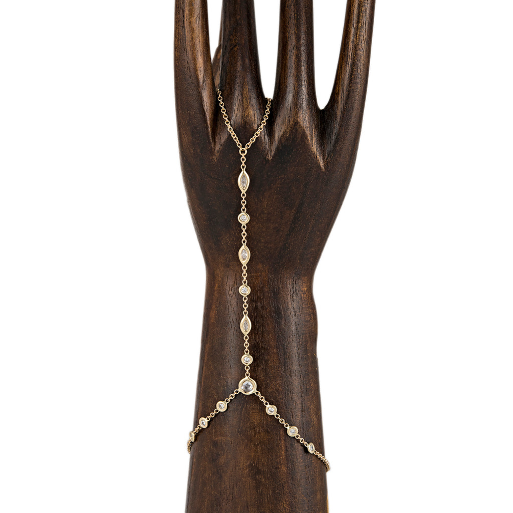 Rose Cut + Marquise Finger Bracelet