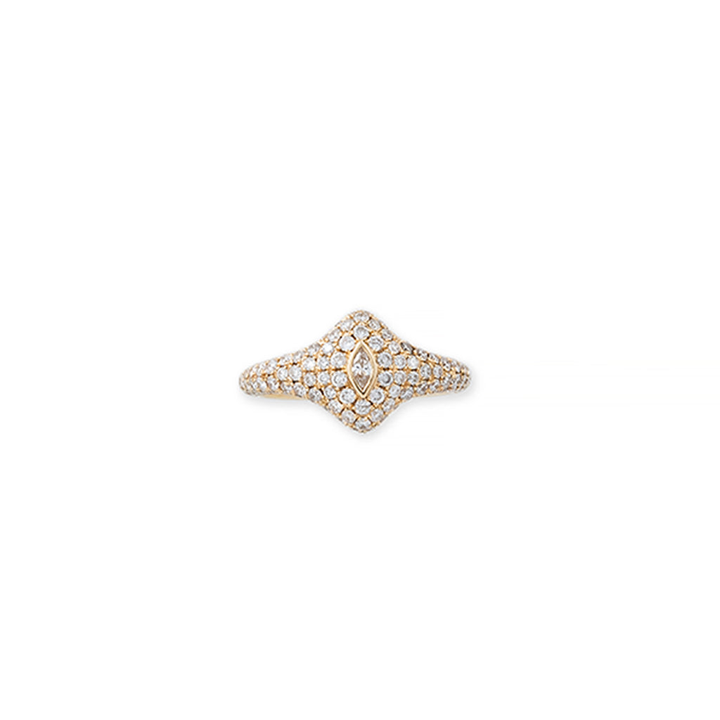 Marquise Diamond Pave Signet Ring