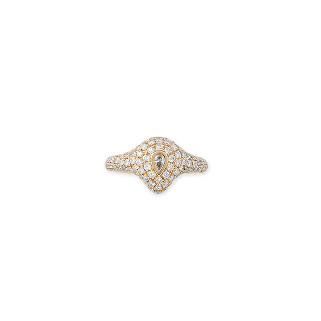 Teardrop Diamond Pave Signet Ring