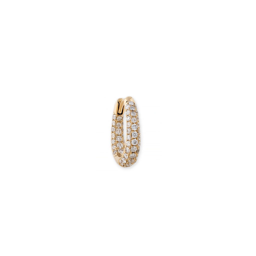 Three Row Pave Inside Out Oval Mini Hoop