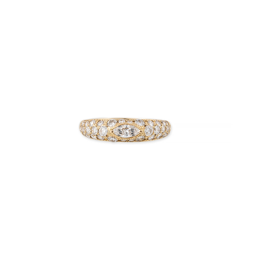 Marquise Center Pave Diamond Dome Ring