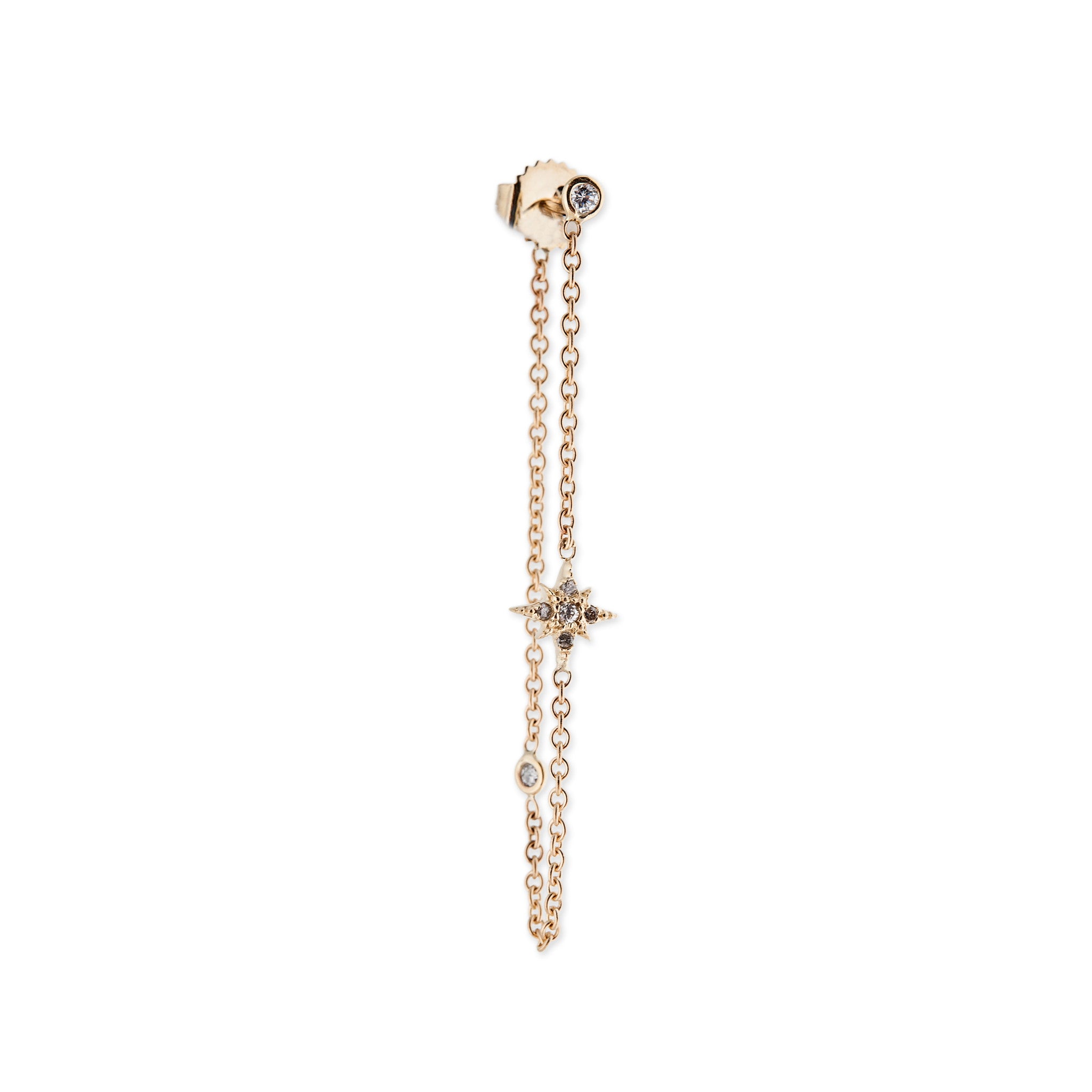 Pave Shining Star Chain Stud Earring