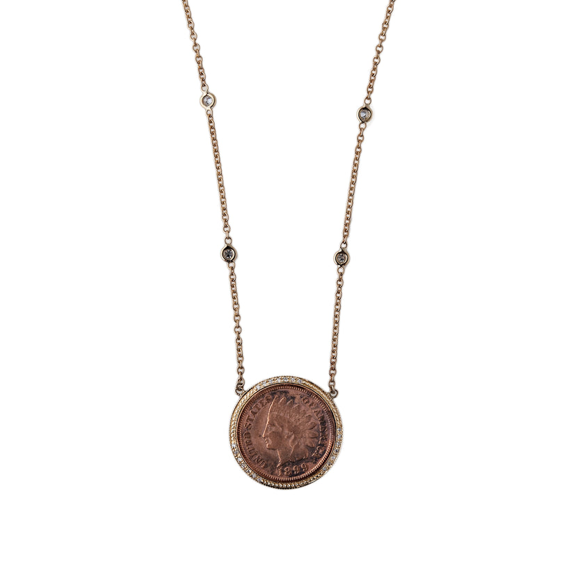 PAVE COPPER COIN NECKLACE