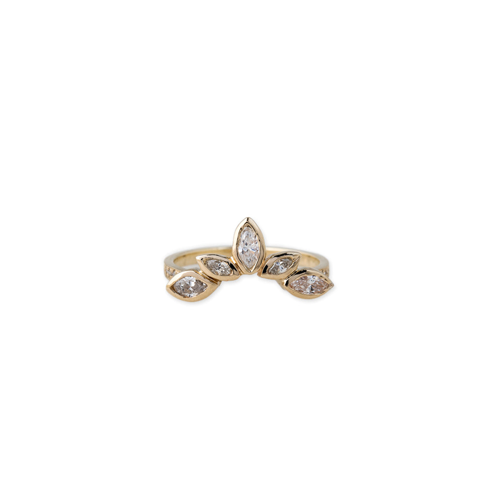 PAVE 5 GRADUATED MARQUISE DIAMOND CURVED BAND