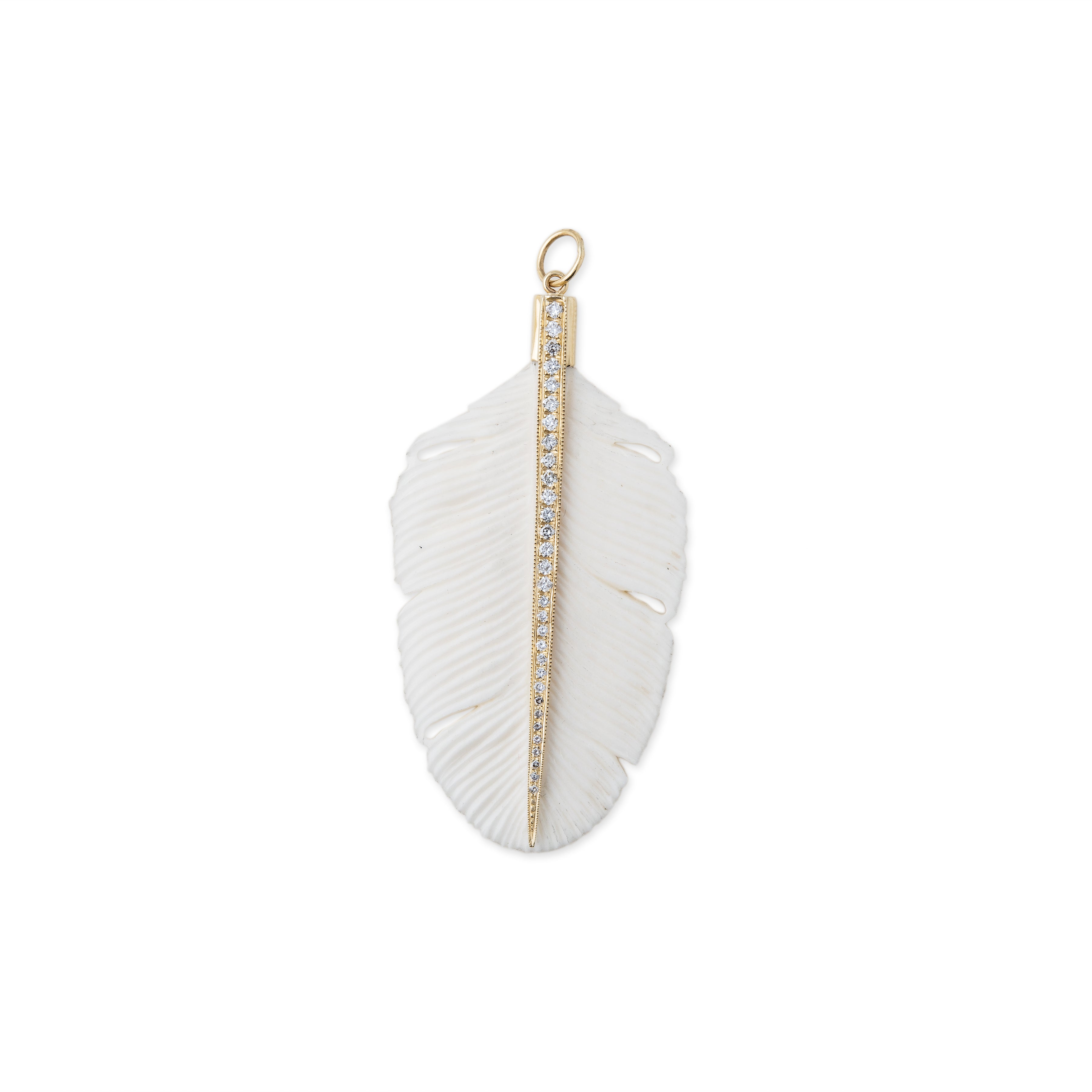 Large Pave Bone Feather Charm