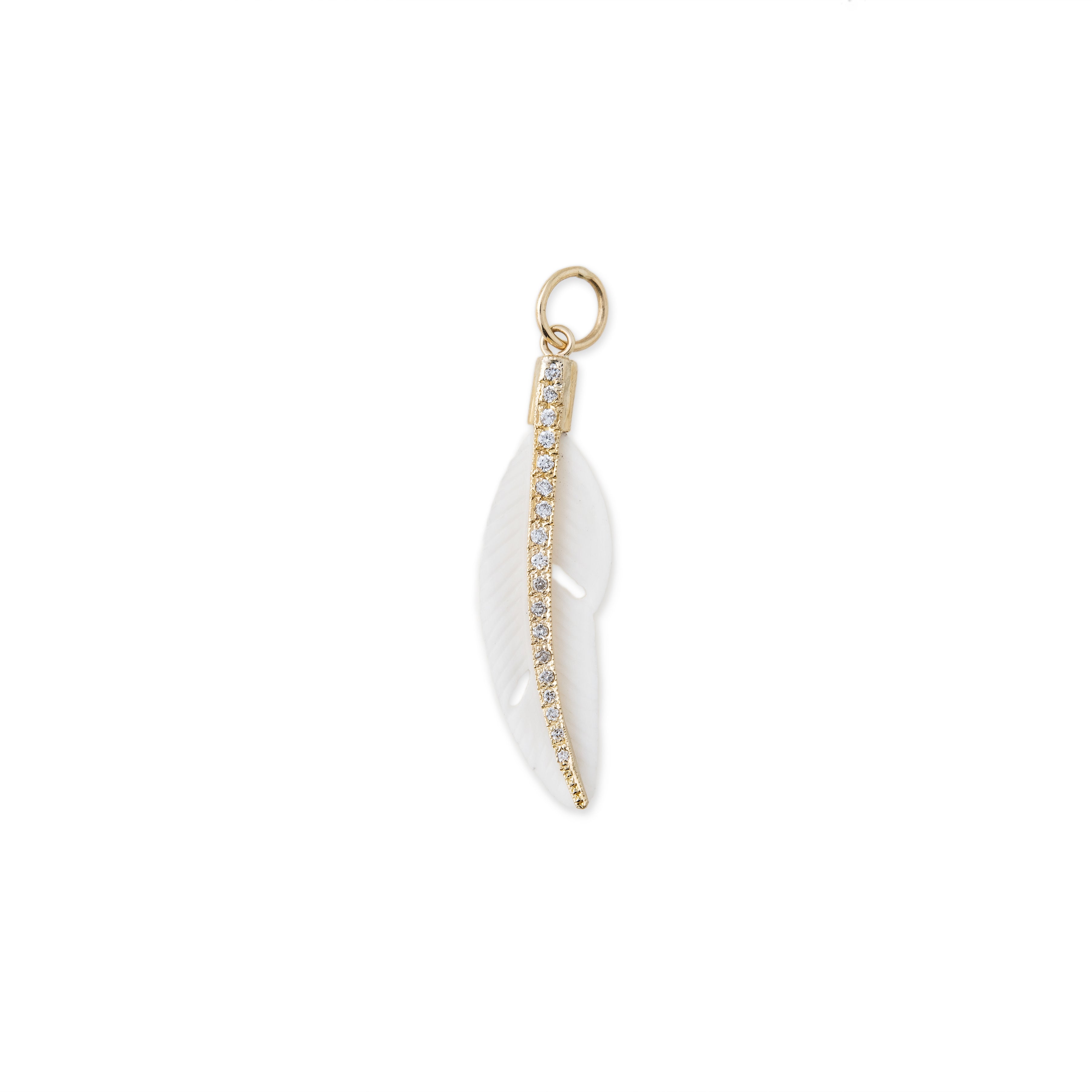 Pave Bone Feather Charm