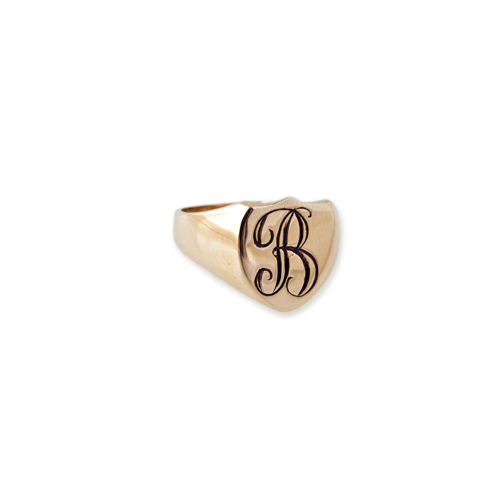 SHIELD INITIAL SIGNET RING
