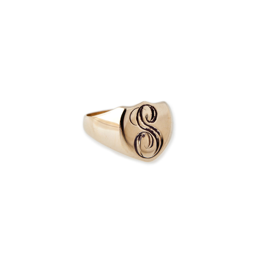 SHIELD INITIAL SIGNET RING