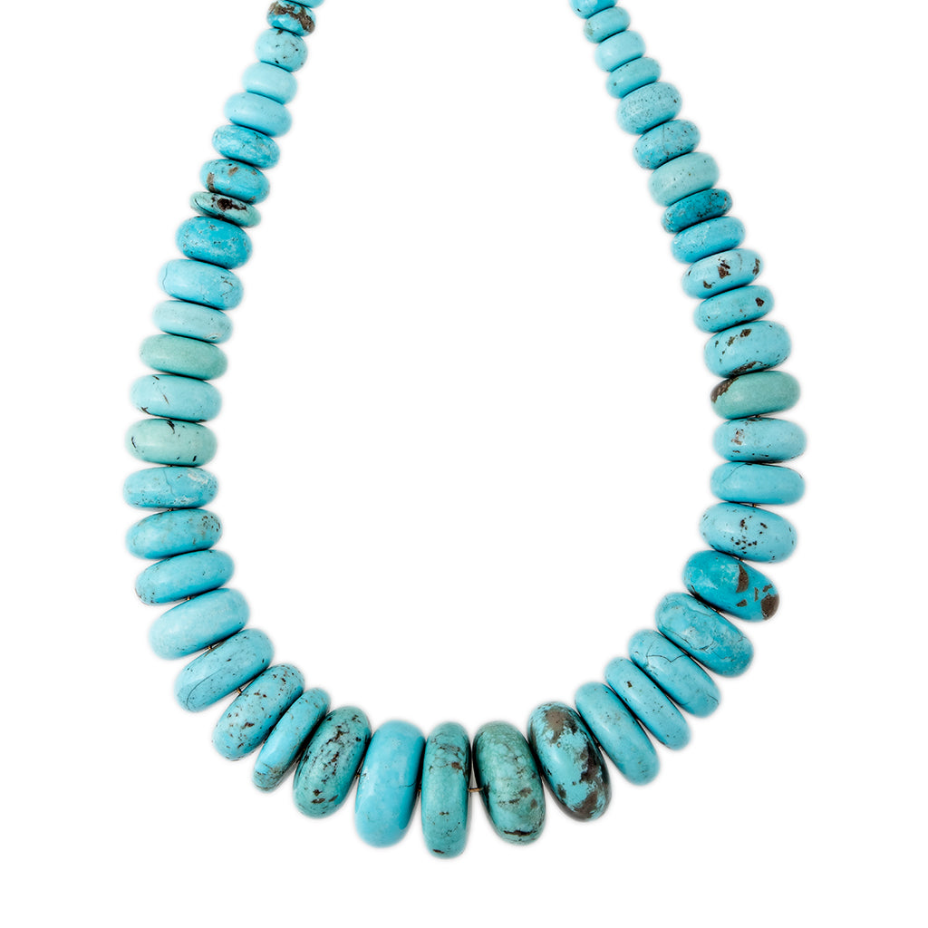XL Graduated Turquoise with Brown Specks Beaded Necklace
