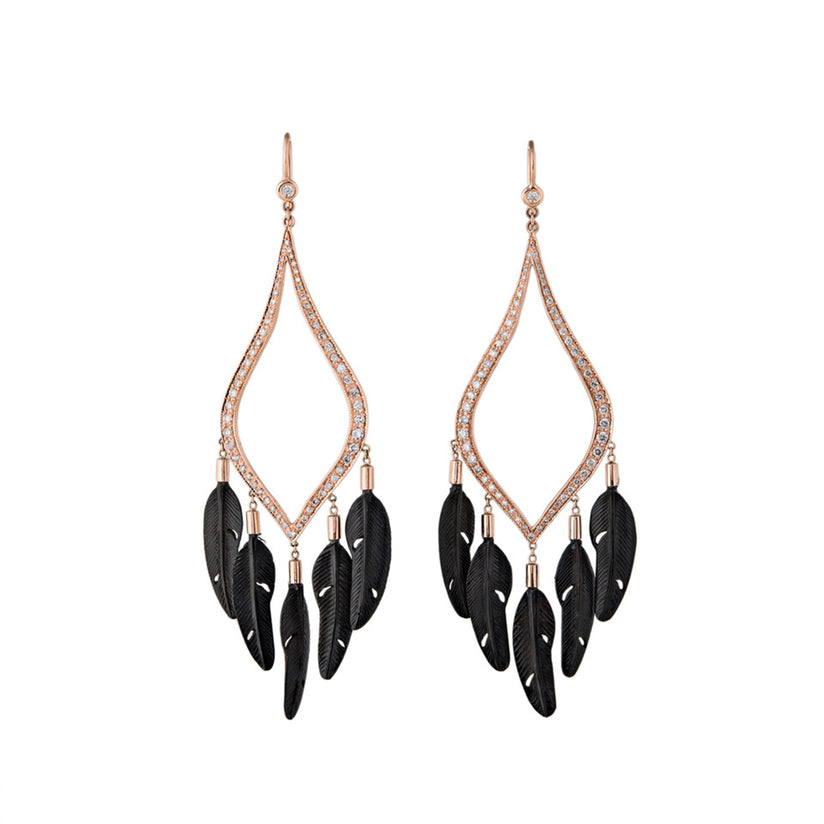 5 BLACK HORN FEATHER PAVE MOROCCAN HOOPS