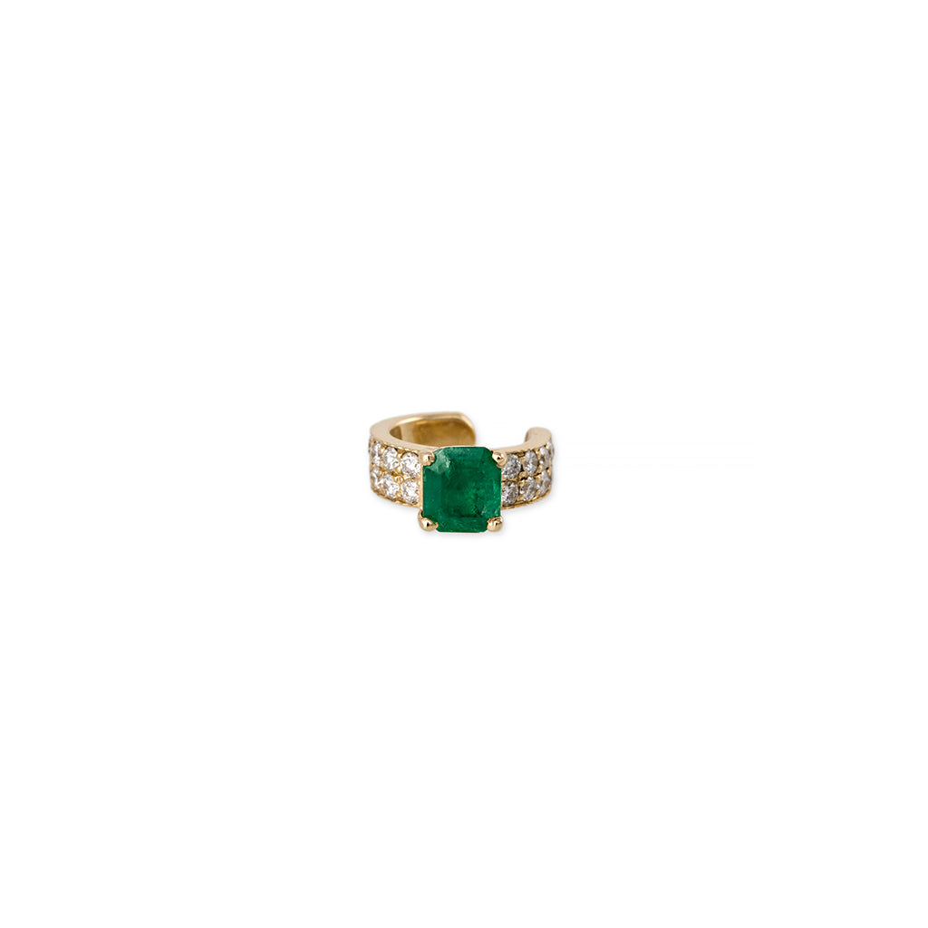 DOUBLE ROW PAVE EMERALD BAGUETTE EAR CUFF