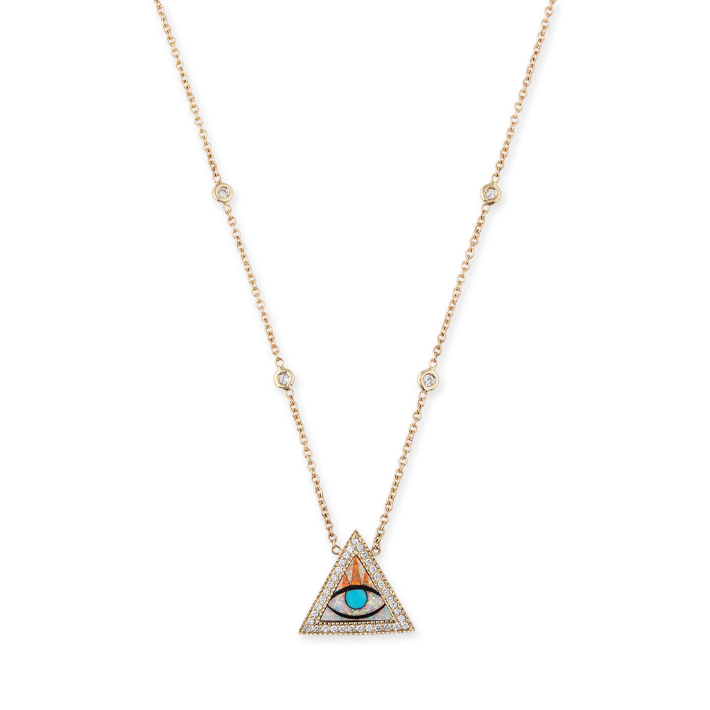 PAVE EYE TRIANGLE INLAY NECKLACE
