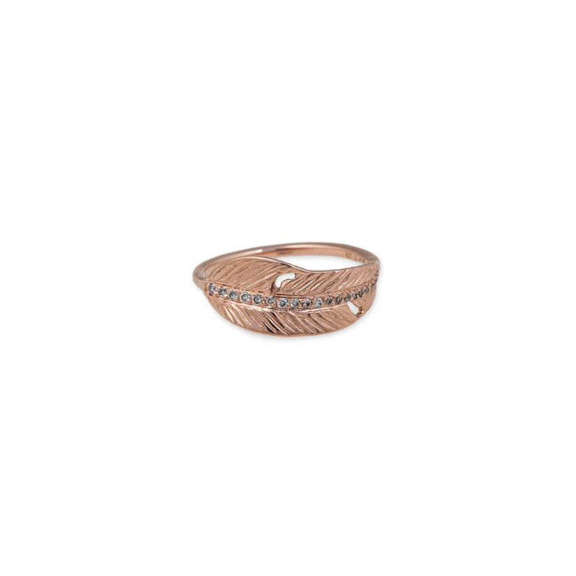 PAVE GOLD FEATHER RING