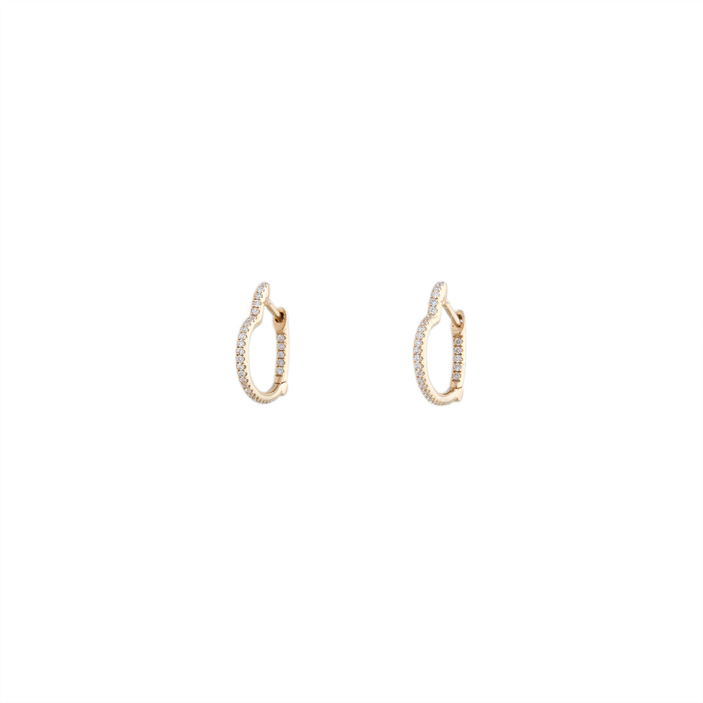 SMALL INSIDE OUT PAVE DIAMOND HEART SHAPE HOOP