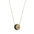 Small Pavé Round Onyx Star Crescent + Opal Rays Inlay Necklace