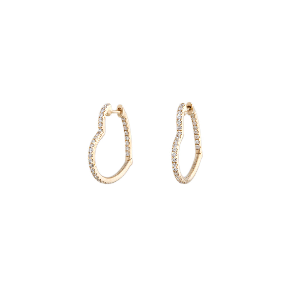 LARGE INSIDE OUT PAVE DIAMOND HEART SHAPE HOOP