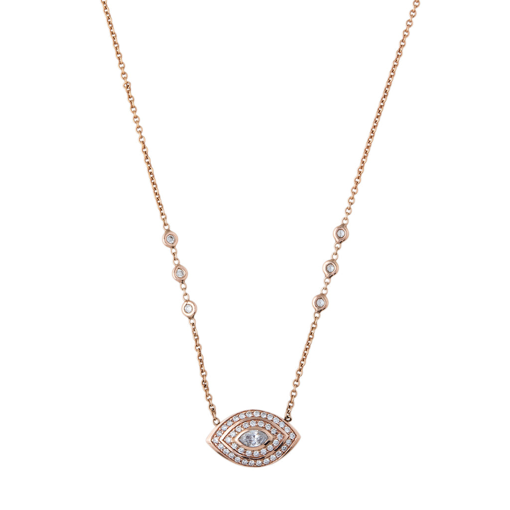 Double Halo Marquise Eye Necklace