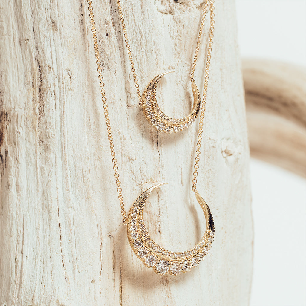 Mini Diamond Crescent Moon Necklace