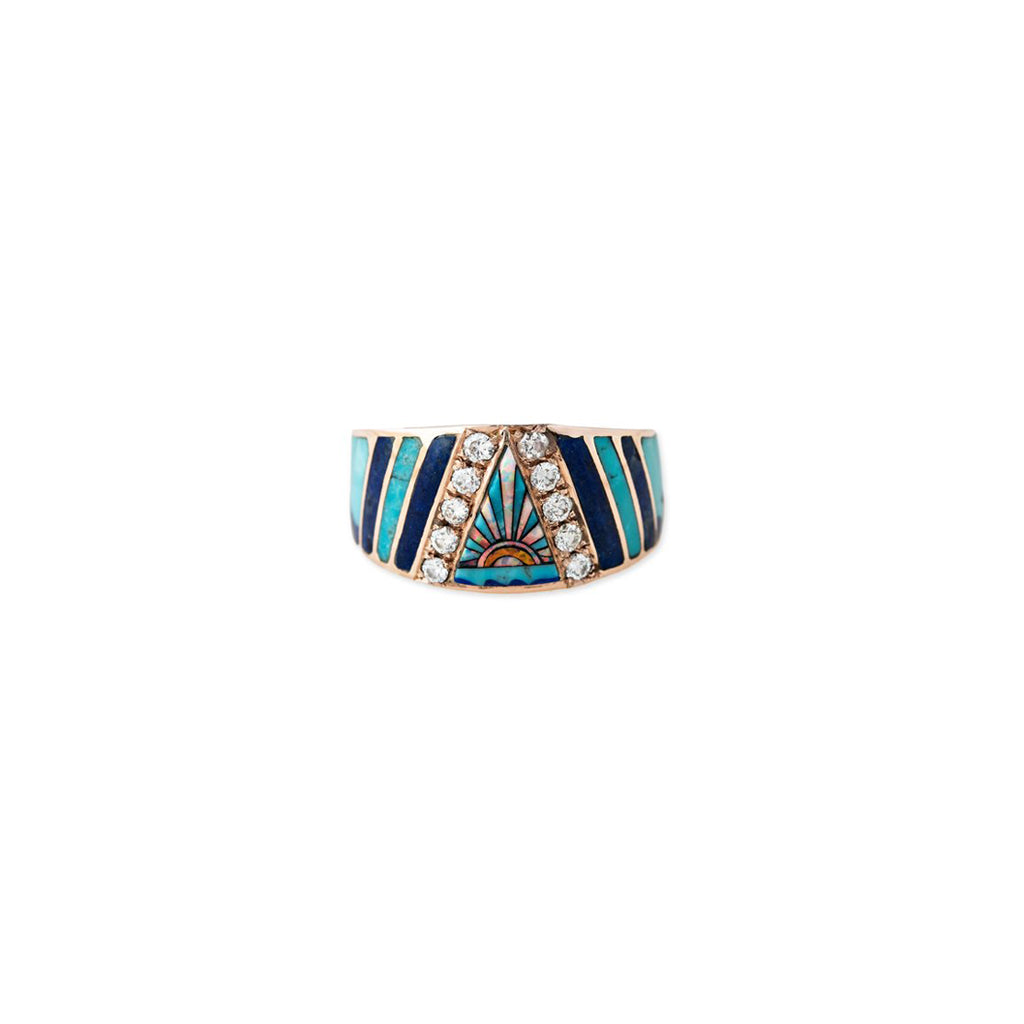 Sunshine Gemstone Chevron Inlay Ring