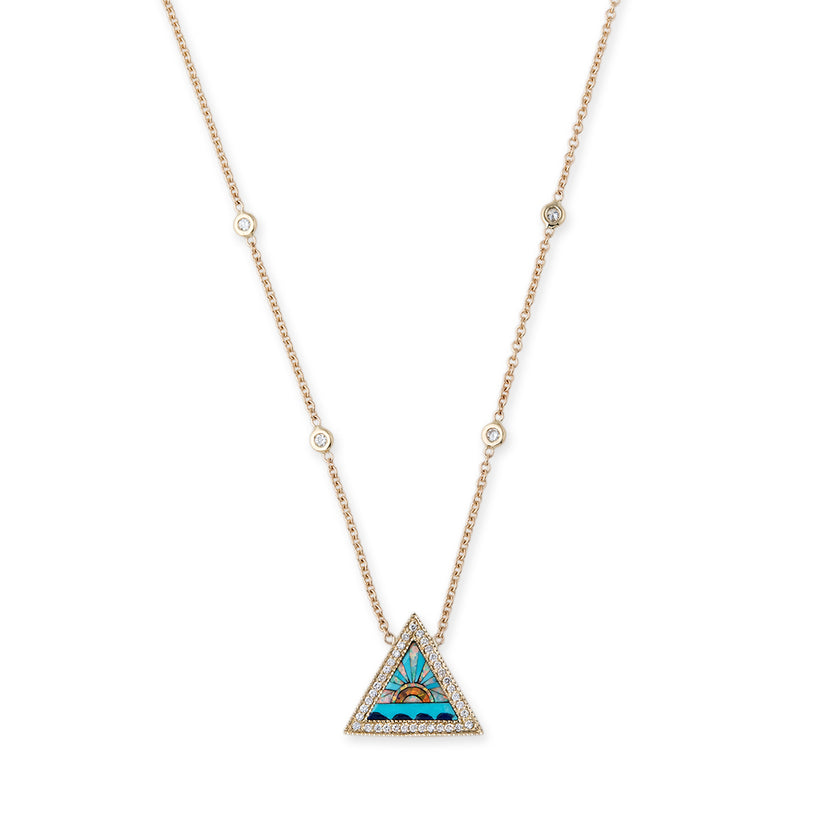 PAVE SUNSHINE TRIANGLE INLAY NECKLACE