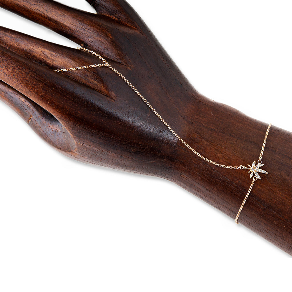 PAVE SWEET LEAF FINGER BRACELET