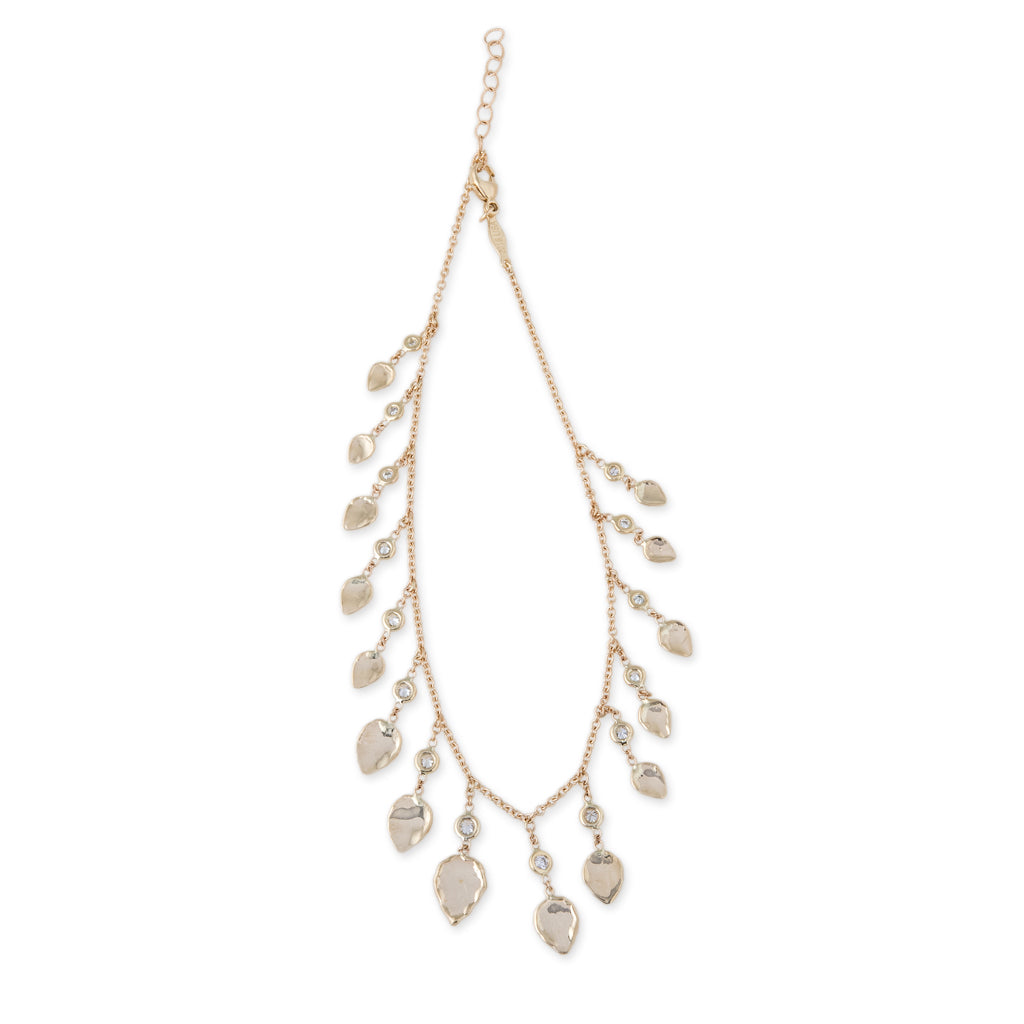 Teardrop Hammered Disc Diamond Anklet