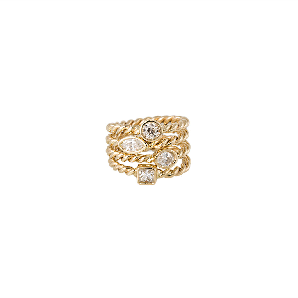 TWISTED MARQUISE DIAMOND STACK RING
