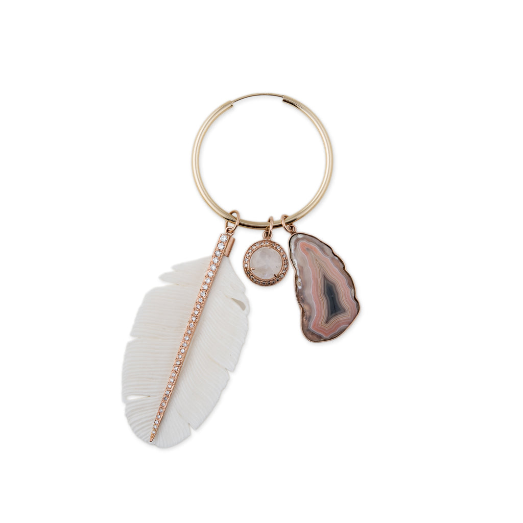 Large Pave Bone Feather Charm
