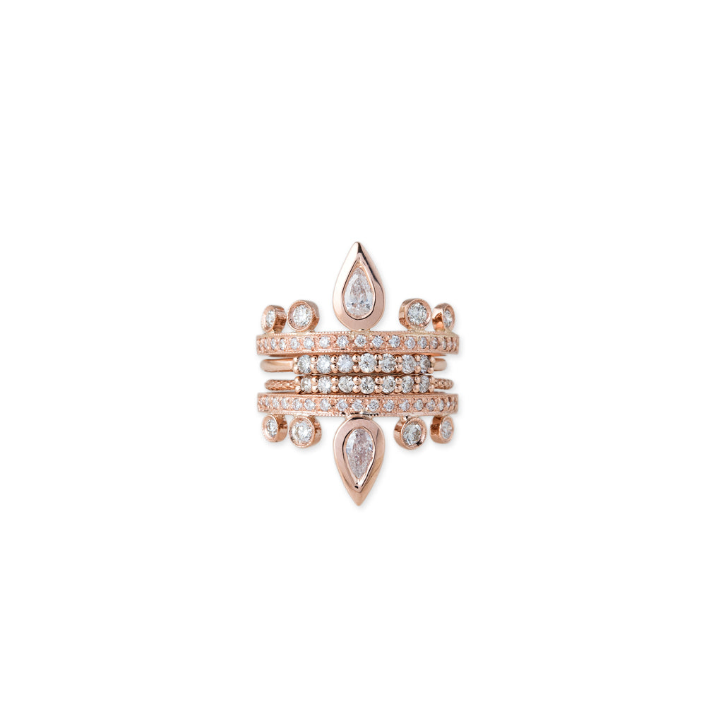 Diamond Teardrop Tiara Ring